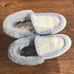 Blondo Light Blue Furry Moccasins